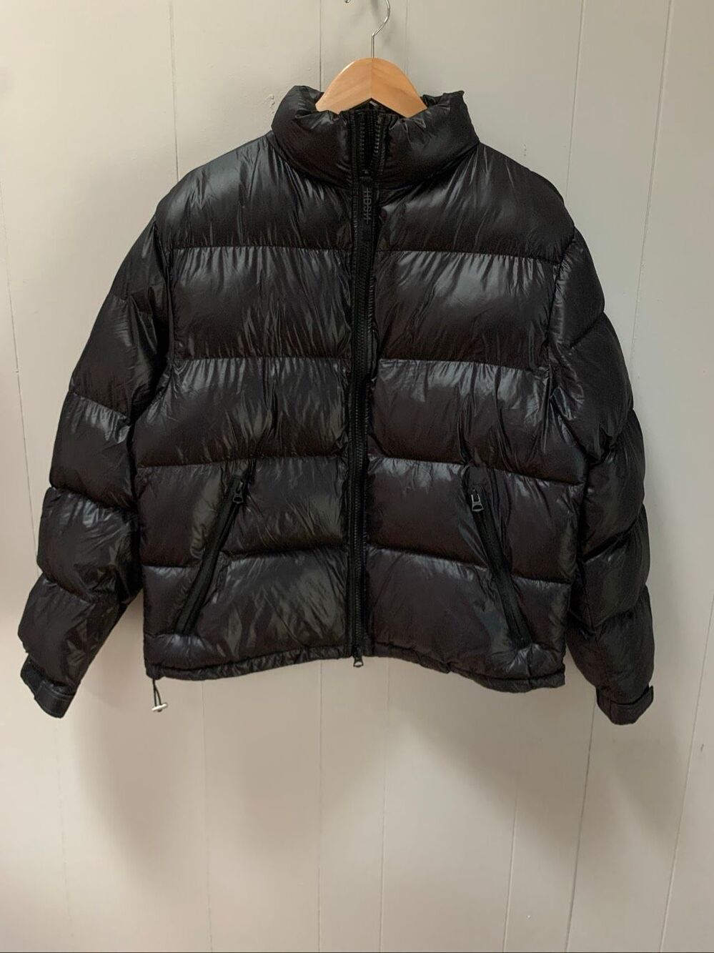 Hudson Insulated Zip Up Glossy Black Puffer Jacket M